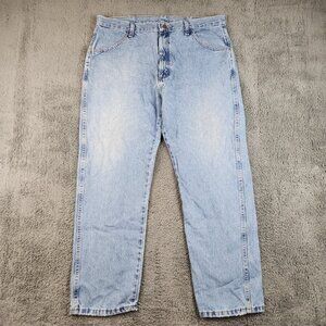 Wrangler Rustler Men's Classic Fit Straight Leg Blue Jeans Size 38x30 Workwear